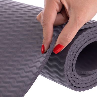 Профессиональный коврик для фитнеса и йоги NBR 4 мм FI-2263, серый