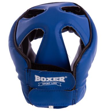 Шлем боксерский открытый с усиленной защитой макушки Кожвинил черный BOXER 2030