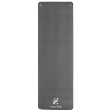 Коврик для фитнеса и спорта с люверсами для хранения Zelart FI-2264 183x65x0,6см темно-серый