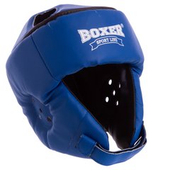 Защитный шлем боксерский открытый с усиленной защитой макушки Кожвинил синий BOXER 2030
