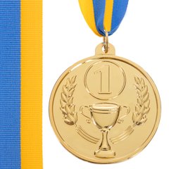 Награда медали спортивные с лентой BOWL d=65 мм C-3182, 1 место (золото)