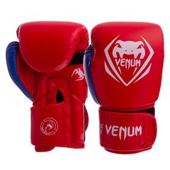 Боксерские перчатки на липучке VENUM PU BO-8351 красно-синие, 8 унций