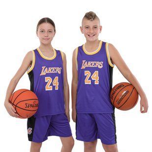 Форма баскетбольная детская NBA клуб Los Angeles Lakers 24 BA-9831 размер M цвет фиолетовый-желтый