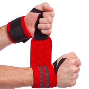 Бинти кистьові для жиму STRENGTH WRIST WRAPS MATSA MA-0668 колір червоний-чорний