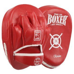 Лапа боксерская изогнутая тренировочная Кожвинил BOXER NEW 2011-N цвет красный