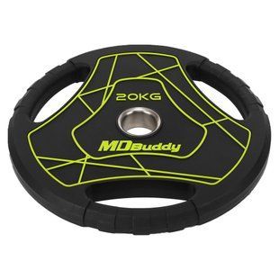 Блины диски полиуретановые с тройным хватом и металлической втулкой MD Buddy TA-9647-20 51мм 20кг черный
