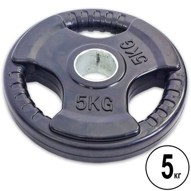 Блины (диски) 5 кг обрезиненные с тройным хватом и металлической втулкой d-52мм Record TA-5706-5