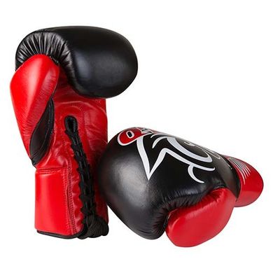 Боксерские перчатки Velo на шнуровке кожаные черно-красные 12 унций VLS3-12R