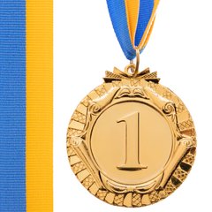 Спортивная медаль с лентой d=6,5 см C-6863, 1 место (золото)