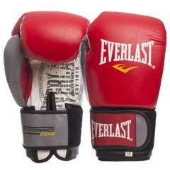 Перчатки для бокса EVERLAST EV-009B на липучке кожаные красные, 10 унций