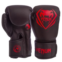 Перчатки боксерские на липучке VENUM черно-красные BO-8351 PU, 10 унций