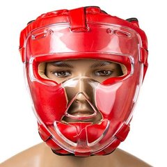 Шлем для бокса с маской красный закрытый EVERLAST EV-5009