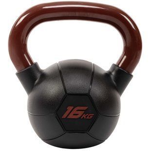 Гиря тренировочная цельная обрезиненная с окрашенной ручкой LiveUp Urethane LS2050-16 вес 16кг черный-бордовый