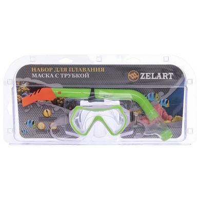 Набор для плавания детский 5-12лет маска с трубкой Zelart M169-SN69-SIL, Салатовый