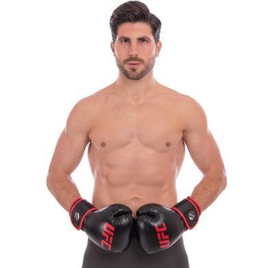 Рукавиці боксерські на липучці PU UFC Myau Thai Style UHK-69673 12 унцій чорний