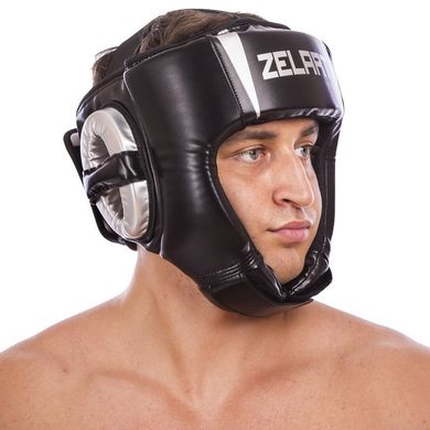 Шлем боксерский открытый черный PU ZELART BO-1324