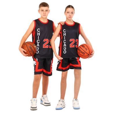 Форма баскетбольна дитяча NBA клуб Chicago Bulls 23 BA-6608 розмір XL колір чорний-червоний