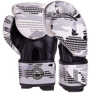 Боксерские перчатки PU Zelart камуфляж белый BO-3397, 10 унций