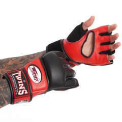 Перчатки TWINS для ММА кожаные черно-красные GGL-4, L