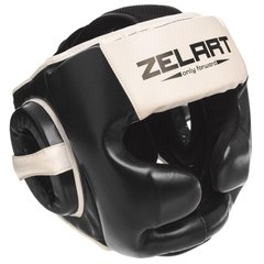Шлем боксерский закрытый с полной защитой черно-белый PU ZELART BO-1390