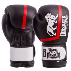 Перчатки боксерские кожаные на липучке черно-белые LONSDALE XPEED VL-8340, 10 унций