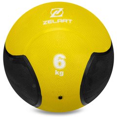 Медбол мяч медицинский Medicine Ball Zelart FI-5121-6 6кг желтый-черный