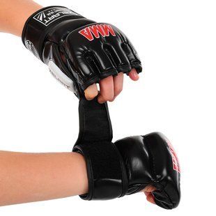 Рукавиці для змішаних єдиноборств MMA Zelart BO-0397 розмір S колір чорний