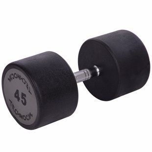 Гантель цельная профессиональная с полиуретановым покрытием TECHNOGYM LN-1254-45 1шт 45кг черный-серый