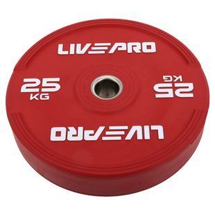 Бамперные диски резиновые Bumper Plates LiveUp LP8332-25 &oslash;50.5мм 25кг красный