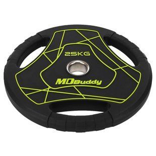 Блины диски полиуретановые с тройным хватом и металлической втулкой MD Buddy TA-9647-25 51мм 25кг черный