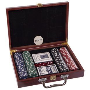 Набір для покеру в дерев'яному кейсі Poker game set Zelart IG-6642 200 фішок