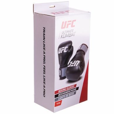 Рукавиці боксерські на липучці PU UFC Boxing UBCF-75180 12 унцій чорний