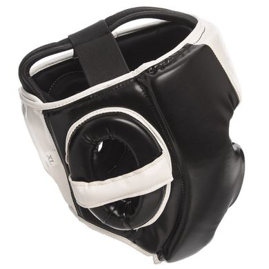 Шлем боксерский закрытый с полной защитой черно-белый PU ZELART BO-1390