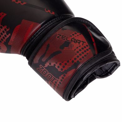 Боксерские перчатки PU Zelart камуфляж красный BO-3397, 10 унций
