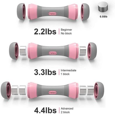 Виниловые гантели наборные для фитнеса 2 шт по 2 кг 80031, Розовый