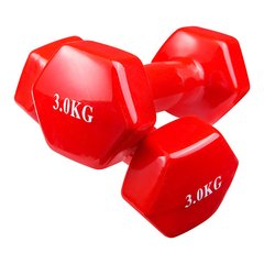 Виниловые гантели для фитнеса 2 шт по 3 кг 80022-V3, Красный