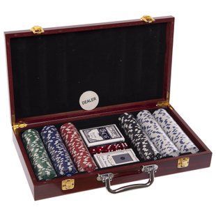 Набір для покеру в дерев'яному кейсі Poker game set Zelart IG-6643 300 фішок