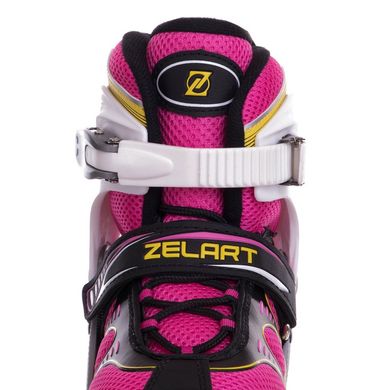 Роликовые коньки (ролики) раздвижные Zelart розово-желтые Z-1501, 30-33