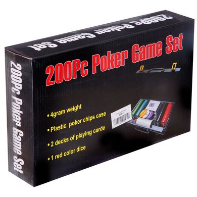 Покер 200 фишек подарочный набор в пластиковом кейсе 200S-2C