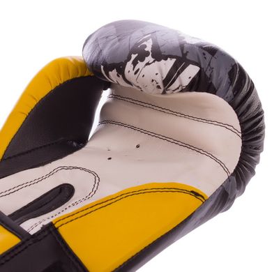 Боксерские перчатки на липучке PVC TWINS TW-2206 черно-желтые, 8 унций