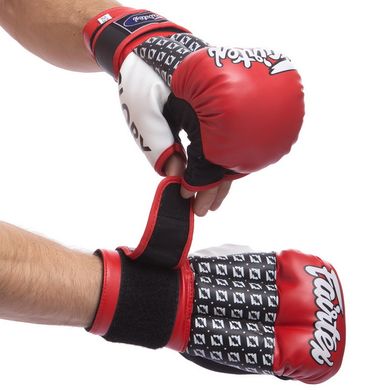 Перчатки для борьбы ММА кожаные FAIRTEX красные LD-FGVB17, 10 унций
