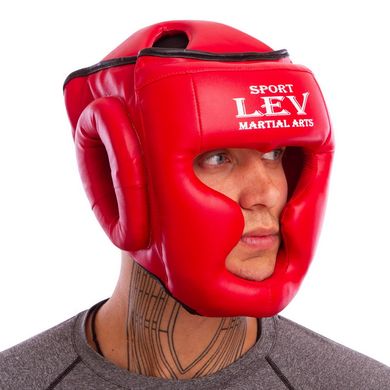 Шлем боксерский с полной защитой LEV Стрейч красный UR LV-4294