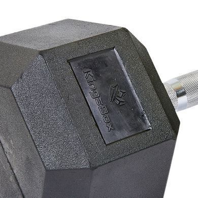 Гантель цільна шестигранна гексагональна обгумована Zelart SC-8013-35 1шт 35кг чорний