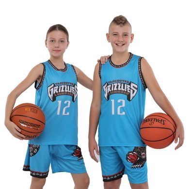 Форма баскетбольная детская NBA клуб Vancouver Grizzlies 12 BA-9832 размер XL цвет голубой
