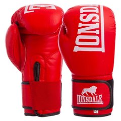 Боксерские перчатки кожаные на липучке красные LONSDALE MA-6760, 10 унций