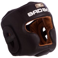 Шлем боксерский с полной защитой кожаный черный BAD BOY VL-6621