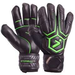 Перчатки для футбола с защитными вставками на пальцы STORELLI черно-зеленые FB-905, 10