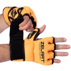 Перчатки для единоборств мма PU Zelart оранжевые BO-5699, L