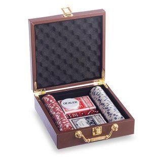 Набор для покера в кейсе из экокожи Poker game set Zelart PK100L 100 фишек