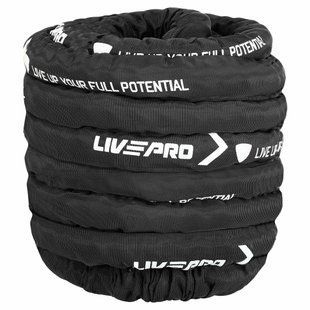 Канат для кросфіту в захисному рукаві BATTLE ROPE LiveUp LP8172-15 15м чорний